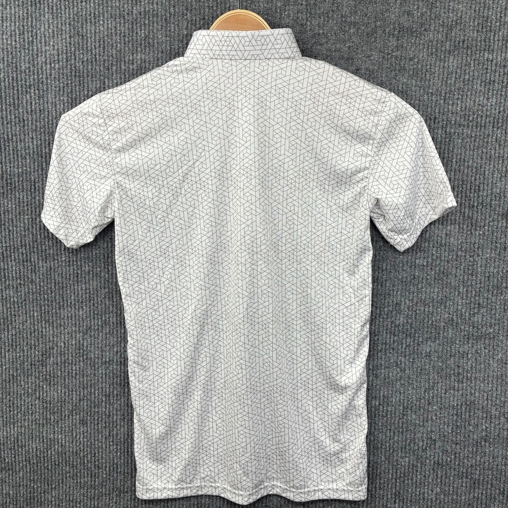 New Collars and Co Mens Original Dress Collar SS Polo Shirt Small White/Gray Geo - Picture 3 of 8